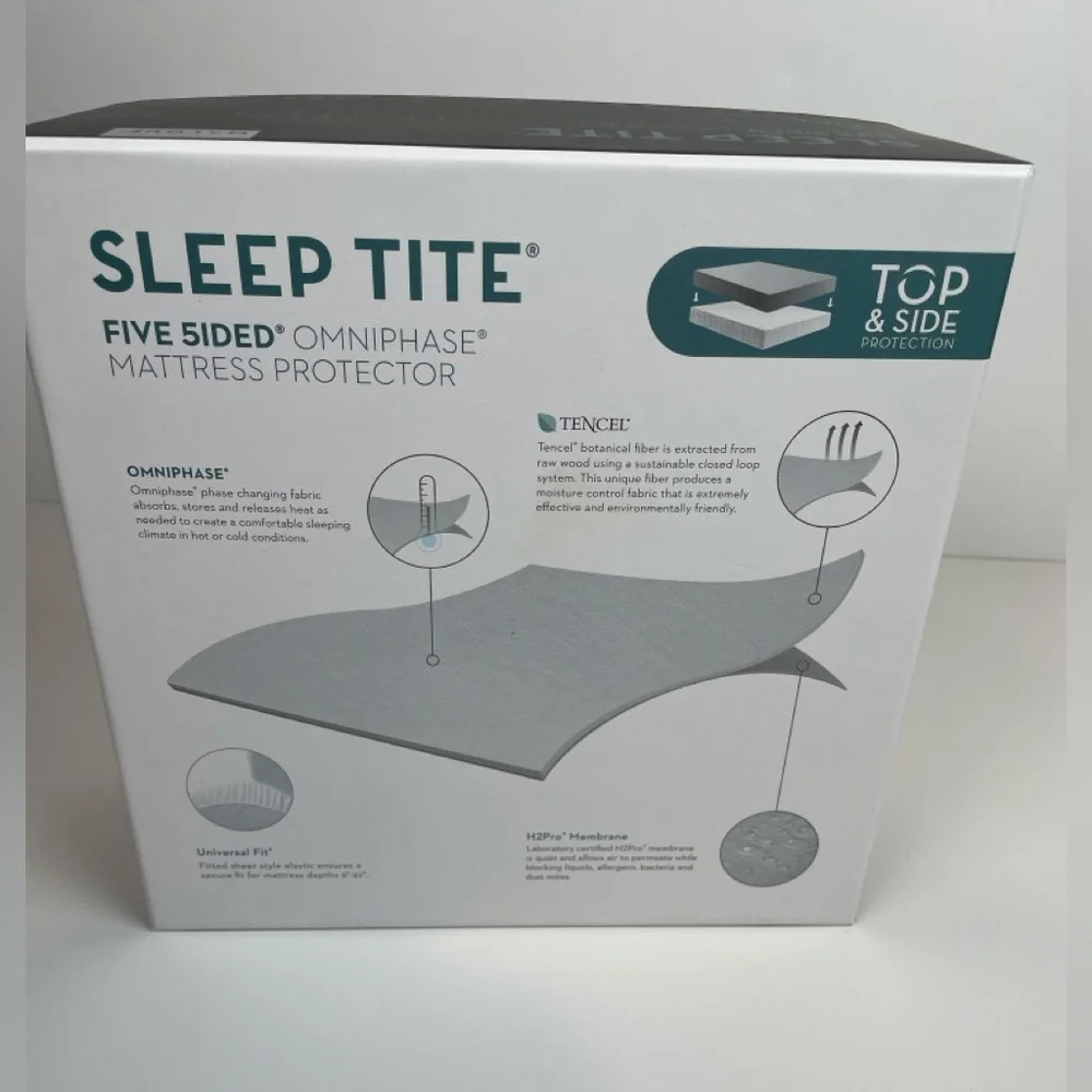 MALOUF Sleep Tite Omniphase Mattress Protector Waterproof Tencel FULL SIZE New